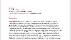Kira Sözleşmesi Çeviri
