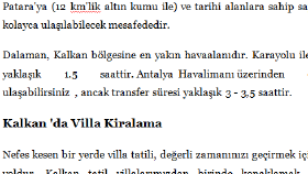 Tatil Bölgesi İçerikleri