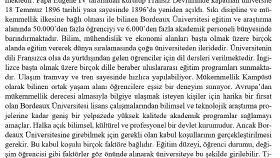 Bordeaux Üniversitesi Tanıtım Yazısı
