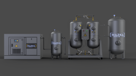 Kompresör + Hava Tankı + Gaz Jeneratörü + Ham Gaz Deposu 