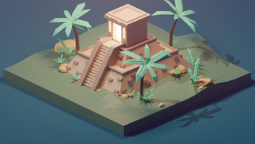 🌿 Low Poly Temple Environment — Blender Çalışmsı