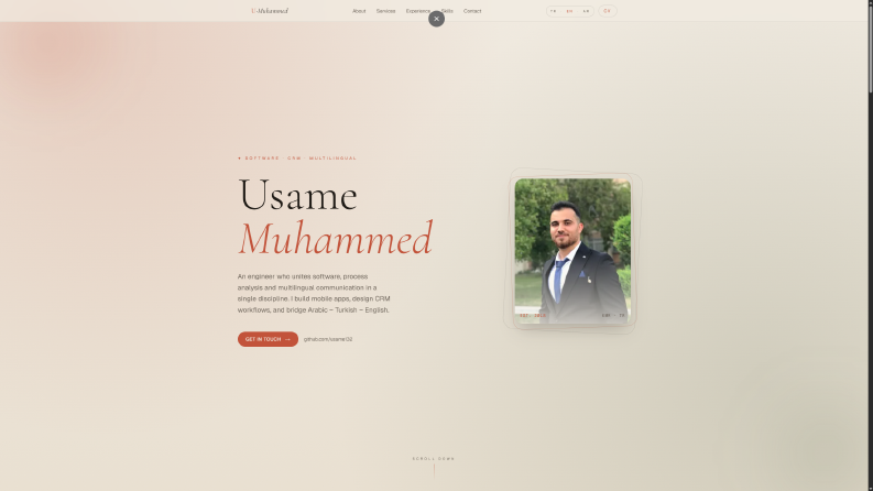 Usame Muhammed - Kişisel Portföy Web Uygulaması