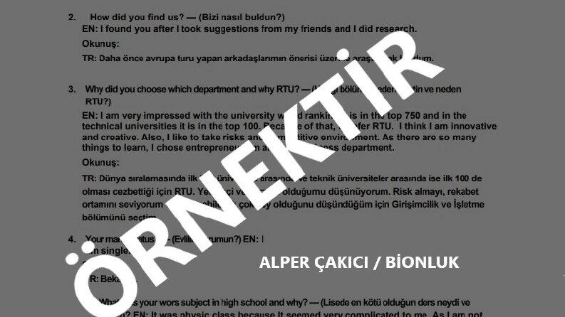 İngilizce'den Türkçeye Okul Başvurusu Çevirisi
