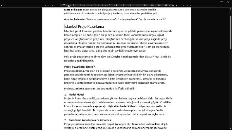 Proje Pazarlama