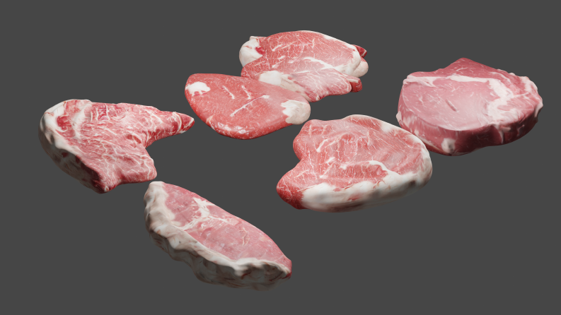 6 Adet Gerçekçi Et 3D Modeli