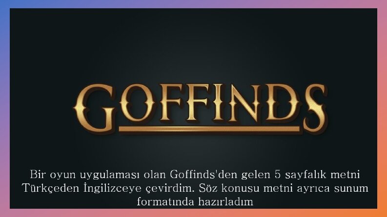Türkçe Redaksiyon, Türkçe-İngilizce Çeviri ve İng. Sunum