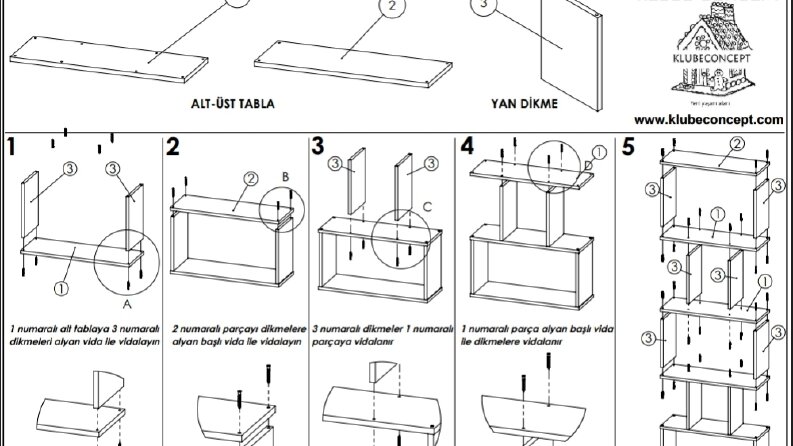 KLUBE CONCEPT KİTAPLIK KURULUM ŞEMASI