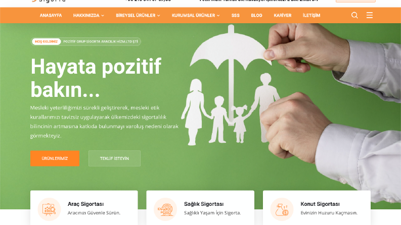 pozitifsigorta.com'un tasarlanması işi.