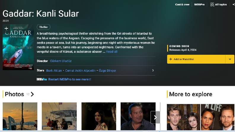 Gaddar: Kanli Sular IMDB Profilini Ekleme