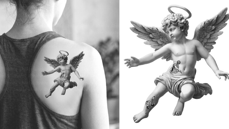 Kişiye Özel Cupid Dövme Tasarımı