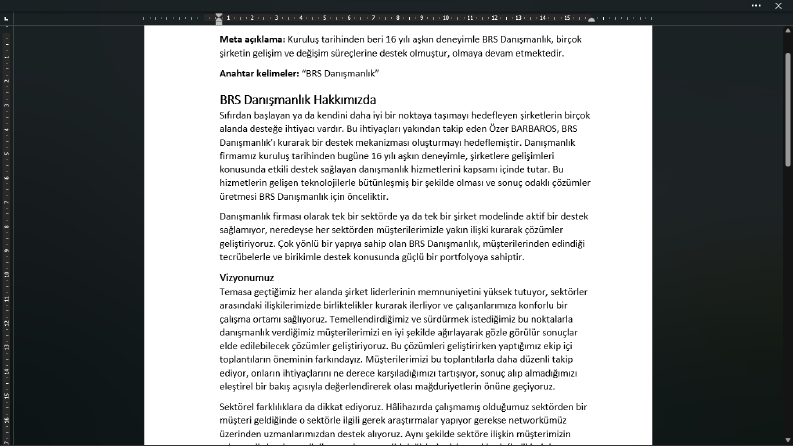 Hakkımızda yazısı