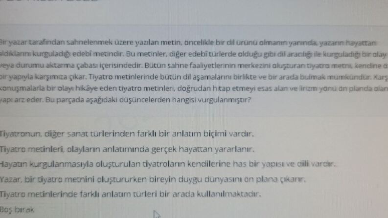 Türkçe Dersi Soru Çözümü