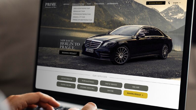 Prime - Berkin Lüx araç kiralama web sitesi tasarımı