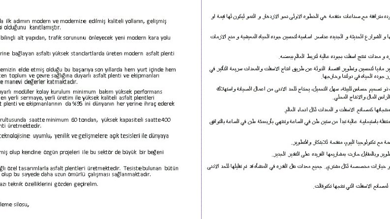 Türkçe-Arapça Metin Çevirisi