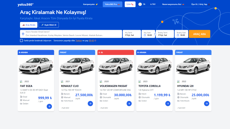 Araç Kiralama Web Sayfası Tasarımı