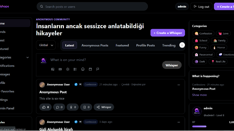 Whishope - AI Destekli Çoklu Dil ve Bölgesel Akış Sistemi