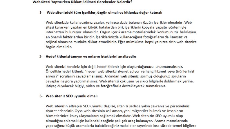 Web Sitesi Yaptırırken Dikkat Edilmesi Gerekenler Nelerdir?
