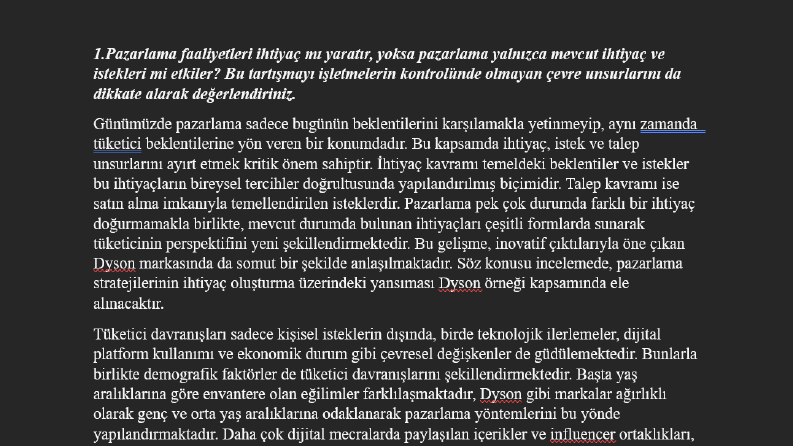 Pazarlama dersi araştırma ödevi