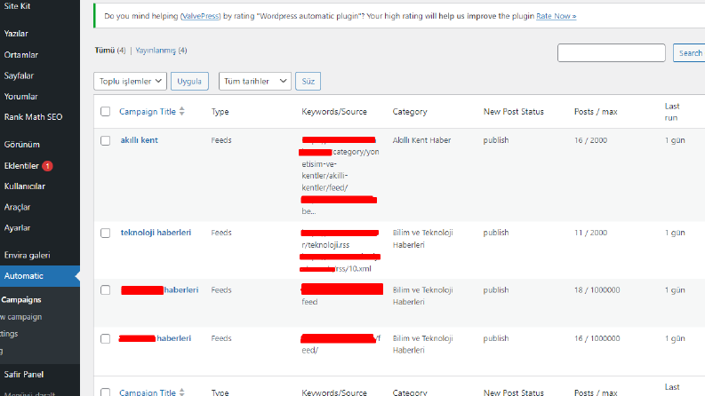 Wordpress Haber Botu Kurulum