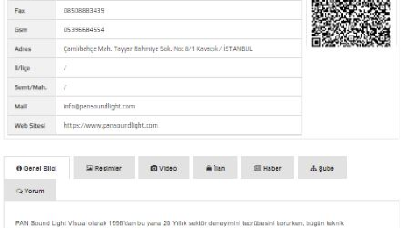 Pan Sound Light Visual 70 Adet Firma Rehberi Ekleme Projesi