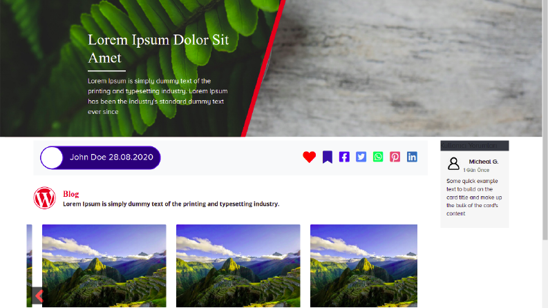 web sayfası için main ve sidebar tasarımı