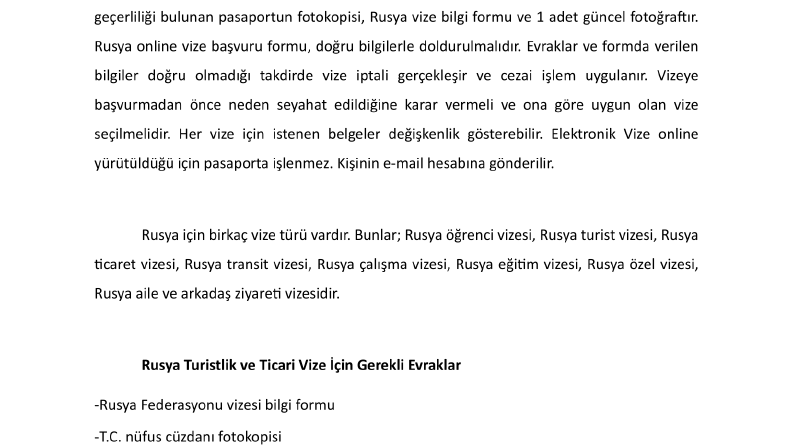 E- Vize - Rusya