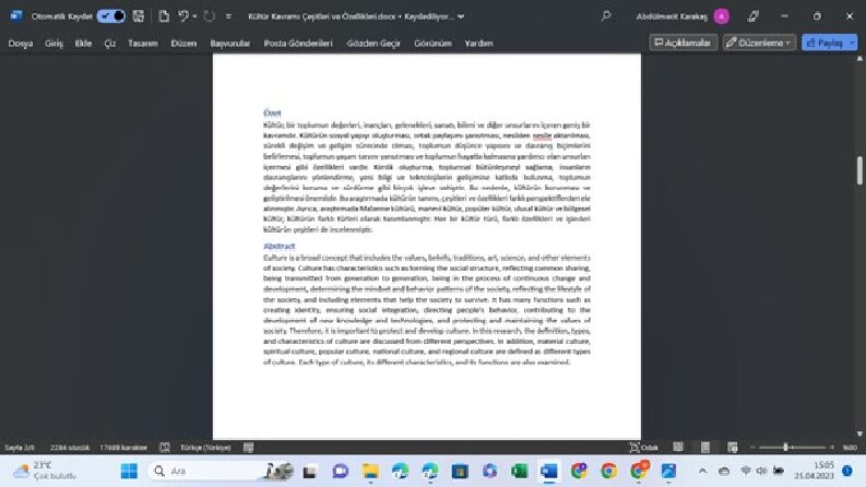Kültür Hakkında Literatür Tarama Çalışması
