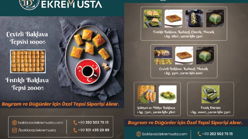 Baklavacı Ekrem Usta A5 ön arka broşür