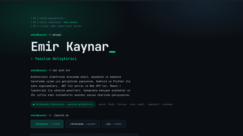 Emir Kaynar - Potfolyo Web Sitesi