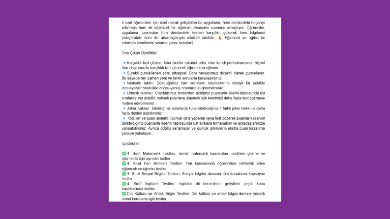 Mobil Uygulama Tanıtım Metni