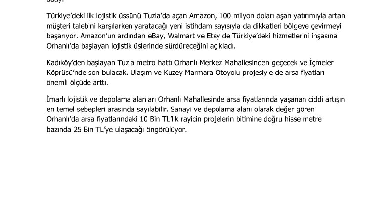 Emlak sektörü haber metni