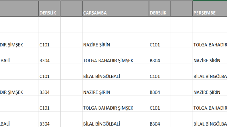 EXCEL DERS PROĞRAMI