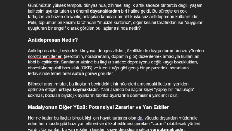 Modern Zamanın Zihinsel Sütunları: Antidepresanlar 