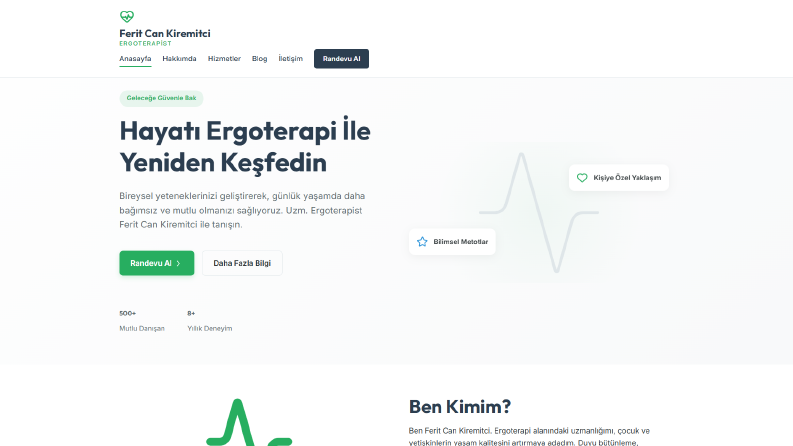 Uzman Ergoterapist Kişisel Portfolyo ve Randevu Sitesi