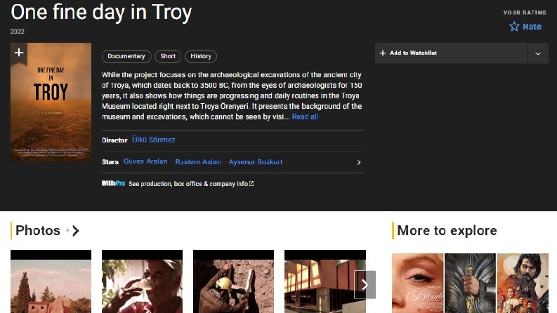 "One fine day in Troy" belgesel projesi IMDB'ye eklendi