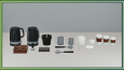 Modüler 3D Kahve Ekipmanları ve Prop Seti