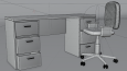 Modern Ofis  3D Masa ve Sandalye Modelleme