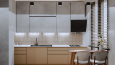 Modern apartman dairesi 3D tasarımı, render - Mutfak