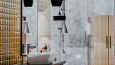 Modern apartman dairesi 3D tasarımı, render - Banyolar