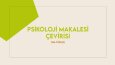 Psikoloji Makalesi Çevirisi