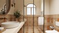 Sıcak Tonlarda Modern Banyo İç Mekân Tasarımı