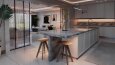 Salon + Mutfak Açık Plan render 