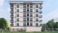 bir apartmanın dış cephe tasarımı boyutlu çizimi ve render