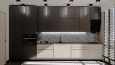 Modern apartman dairesi 3D tasarımı, render - Mutfak