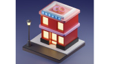Şehir için yaptığım 3D kafe ve donuts dükkanı