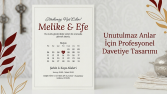 Takvim Konseptli Minimalist Nikah Davetiyesi