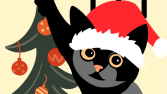 Kedi - Noel illustrasyon
