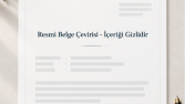 Resmi Belge Çevirisi