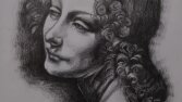 Leonardo Da Vinci Kayalıklar Bakiresi karakalem çizimi