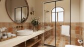 Sıcak Tonlarda Modern Banyo İç Mekân Tasarımı